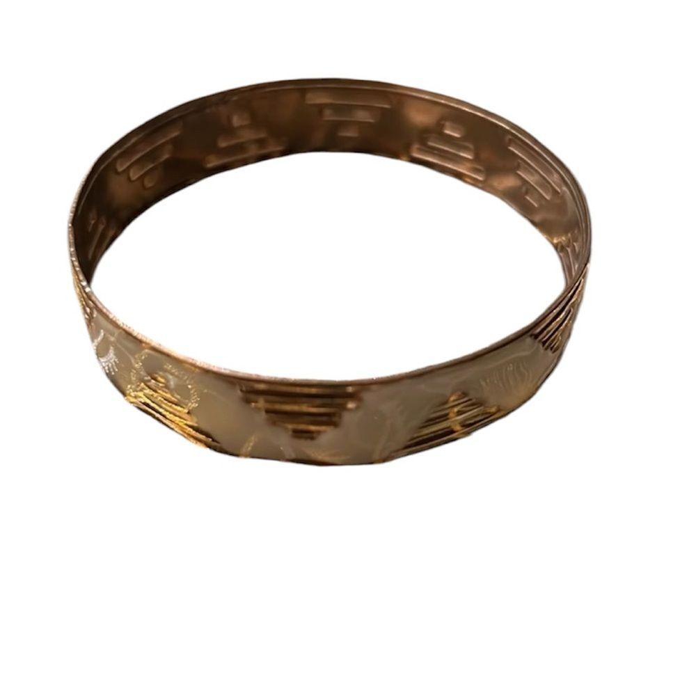 Y2K vintage retro gold and white bangle bracelet no makers mark GVC